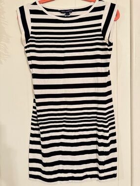 French Connection Black and White Striped Mini Dress